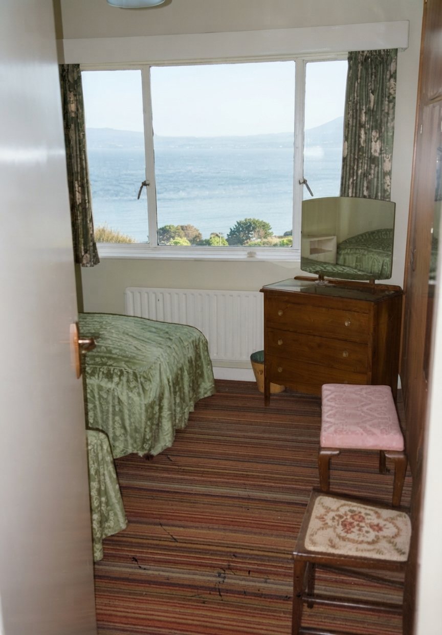 Bedroom with panoramic window view