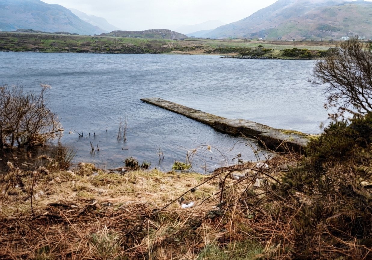Wooden jetty extending into the lake
