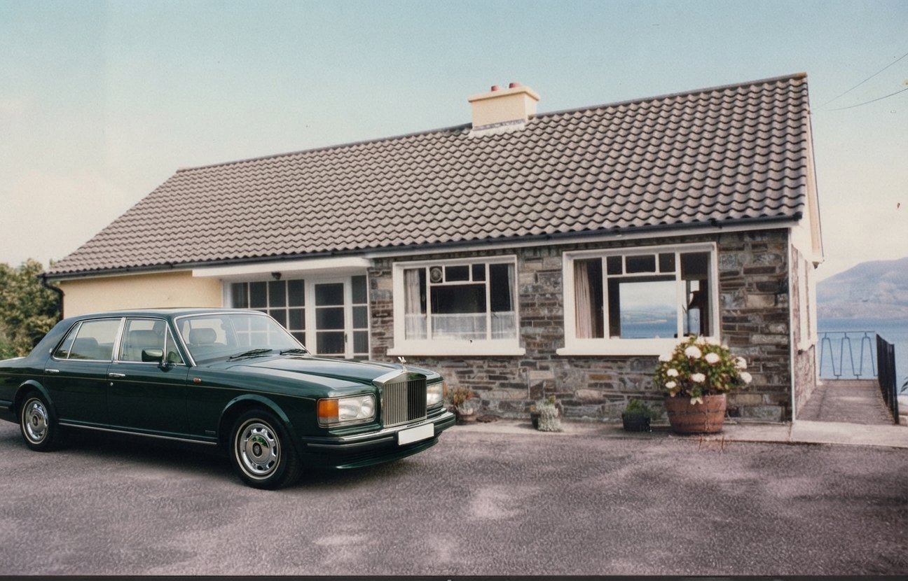 Classic car parked in the driveway
